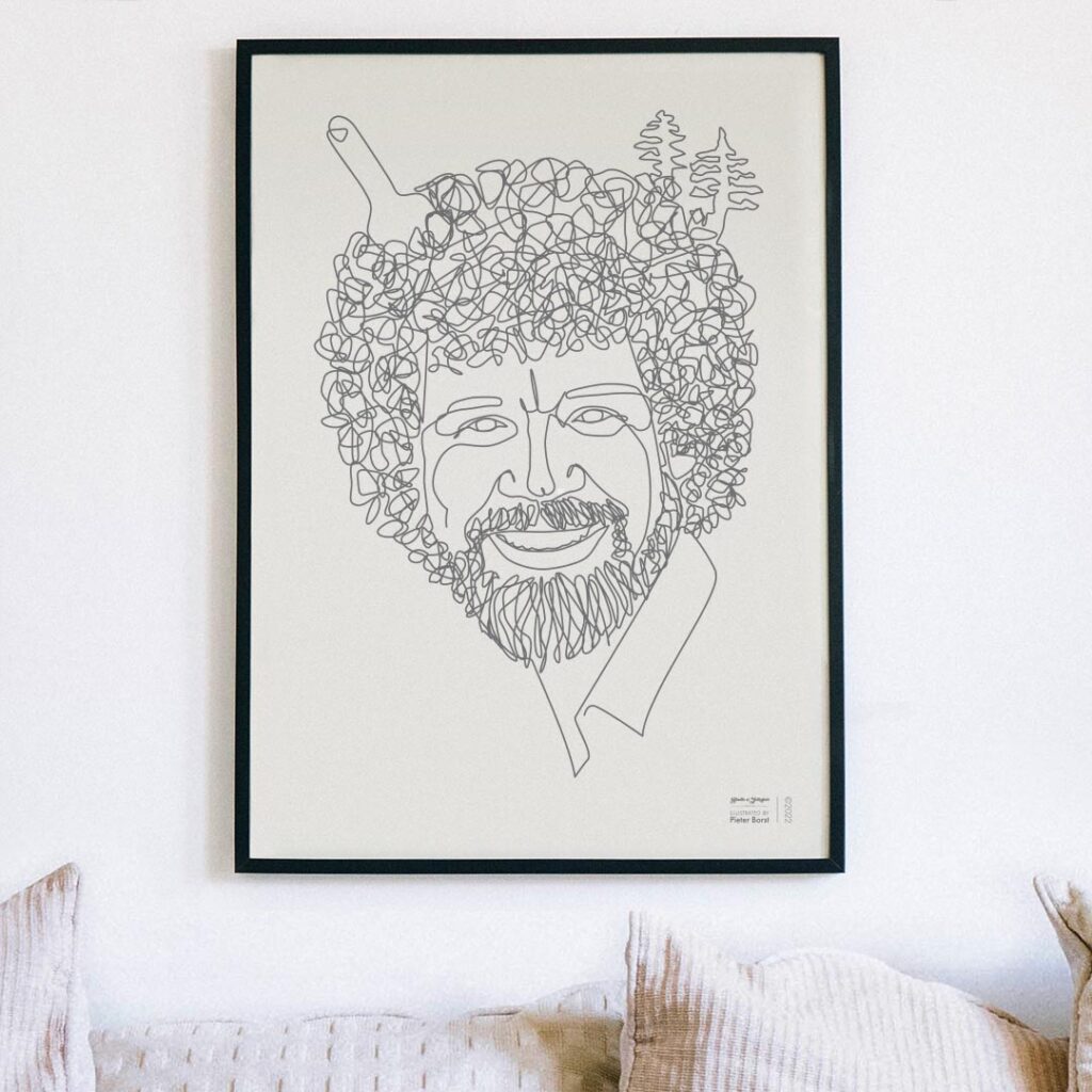 Poster Lijnportret – Bob Ross