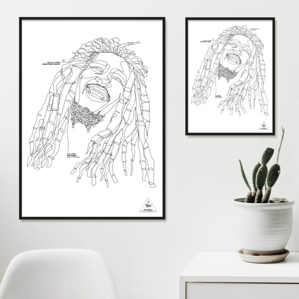 Lijnportret Bob Marley - Black - Afbeelding 2