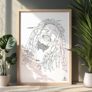 Lijnportret Bob Marley - Black