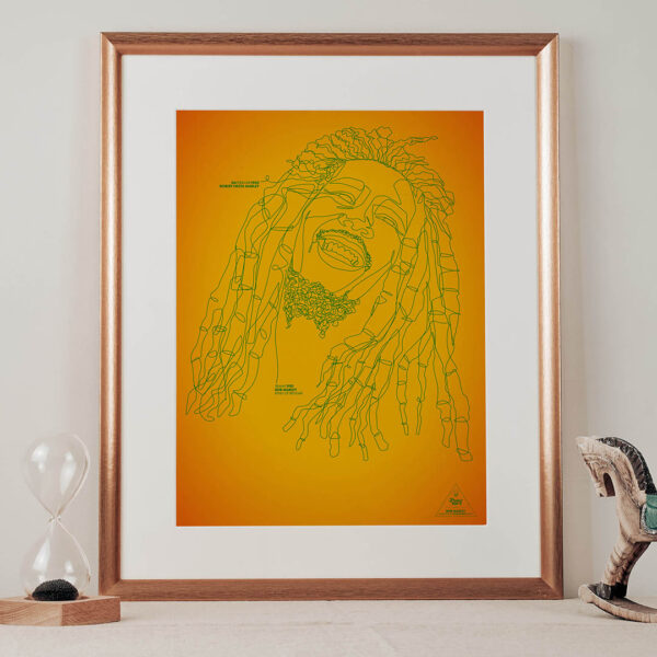 Lijnportret Bob Marley - Colour - Afbeelding 3